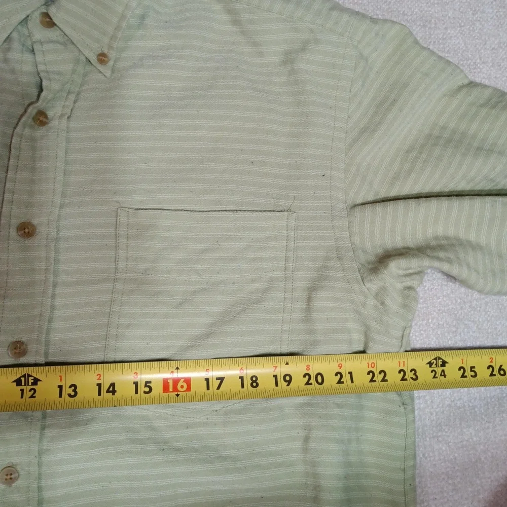 The North Face Tekware Mens L Green Pinstripe Button Down Shirt Long Sleeve Hike